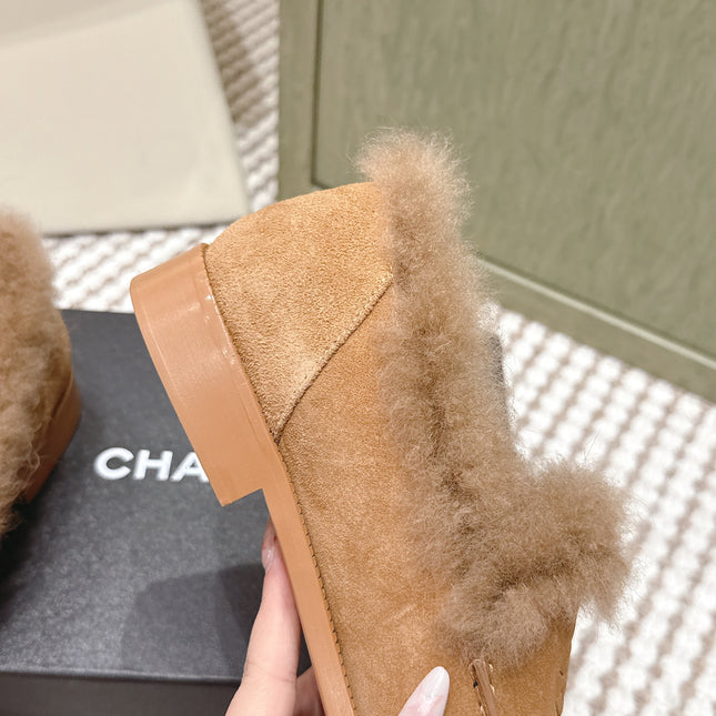 CHANEL 25S LOAFERS MOCCASIN IN BROWN SUEDE WITH MINK FUR LINING