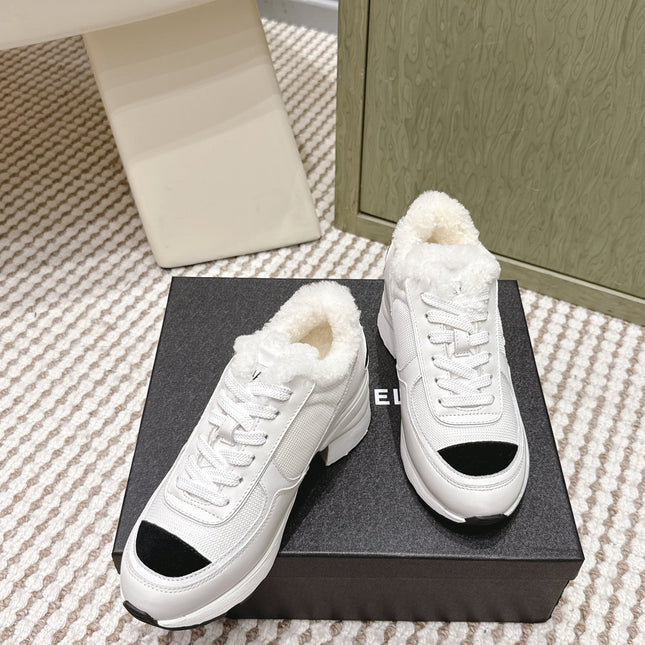 CHANEL 25S SNEAKERS IN WHITE SYNTHETIC FABRIC AND CALFSKIN BLACK SUEDE