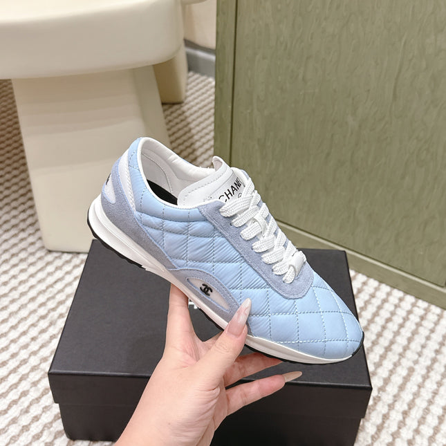 CHANEL 25S SNEAKERS IN LIGHT BLUE CALFSKIN AND SUEDE