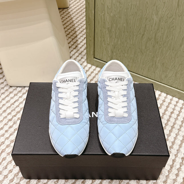 CHANEL 25S SNEAKERS IN LIGHT BLUE CALFSKIN AND SUEDE