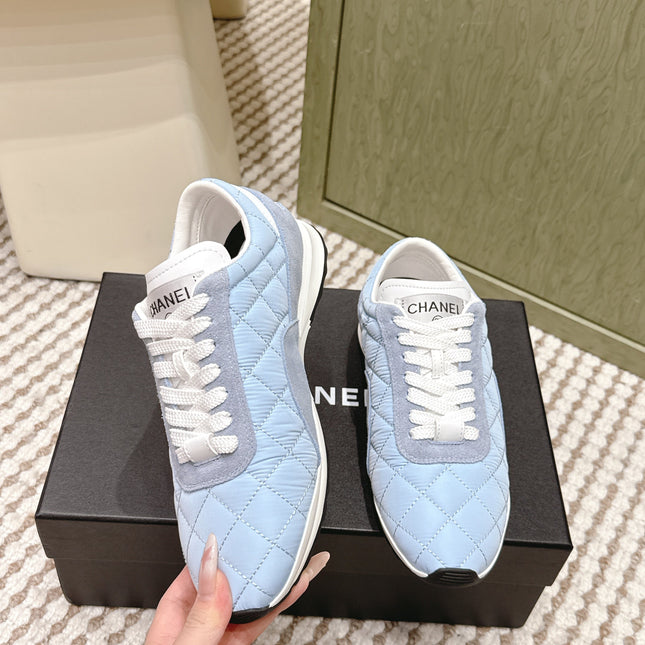 CHANEL 25S SNEAKERS IN LIGHT BLUE CALFSKIN AND SUEDE