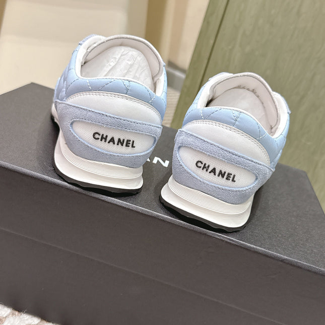 CHANEL 25S SNEAKERS IN LIGHT BLUE CALFSKIN AND SUEDE