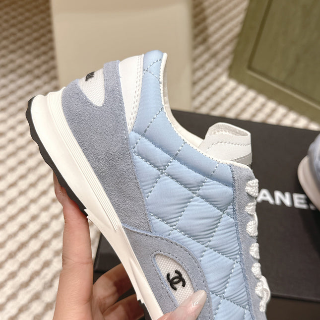 CHANEL 25S SNEAKERS IN LIGHT BLUE CALFSKIN AND SUEDE
