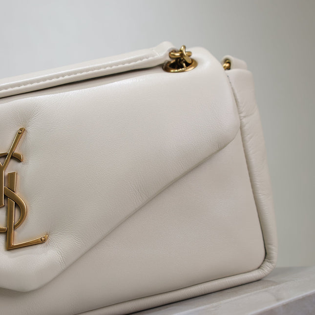 YSL 25S CALYPSO HANDBAG 26 IN IVORY LAMBSKIN GOLD HARDWARE