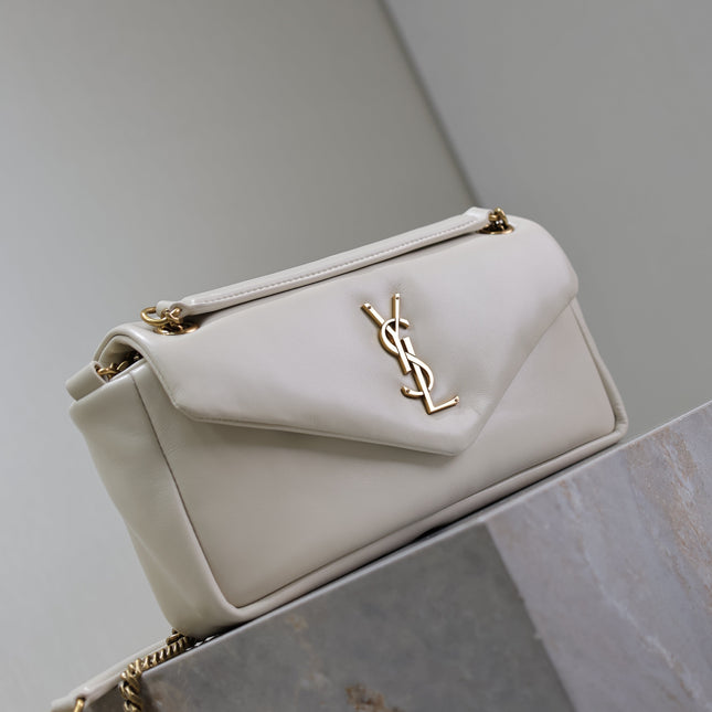 YSL 25S CALYPSO HANDBAG 26 IN IVORY LAMBSKIN GOLD HARDWARE
