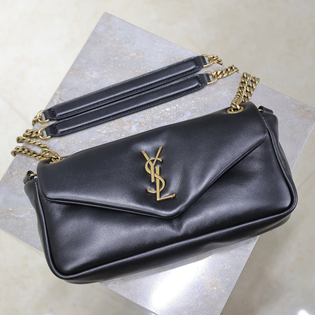 YSL 25S CALYPSO HANDBAG 26 IN BLACK LAMBSKIN GOLD HARDWARE