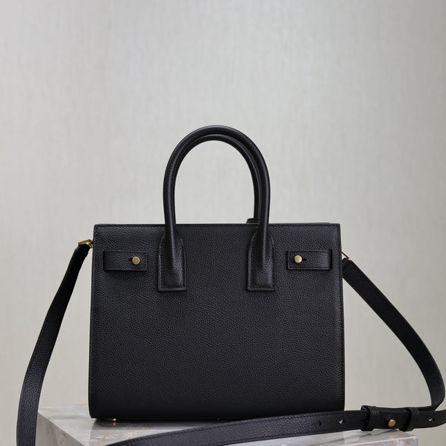 YSL 25S SAC DE JOUR MM 26 IN BLACK SUPPLE GRAINED CALFSKIN GOLD HARDWARE
