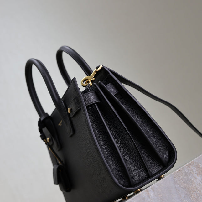 YSL 25S SAC DE JOUR MM 26 IN BLACK SUPPLE GRAINED CALFSKIN GOLD HARDWARE