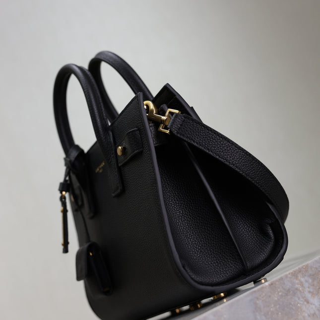 YSL 25S SAC DE JOUR 22 IN BLACK SUPPLE GRAINED CALFSKIN GOLD HARDWARE