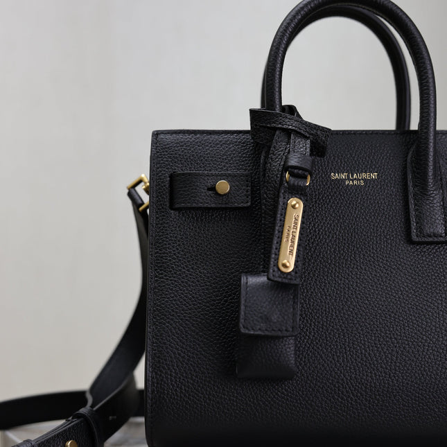YSL 25S SAC DE JOUR 22 IN BLACK SUPPLE GRAINED CALFSKIN GOLD HARDWARE