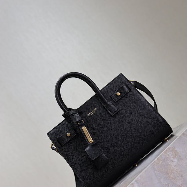 YSL 25S SAC DE JOUR 22 IN BLACK SUPPLE GRAINED CALFSKIN GOLD HARDWARE