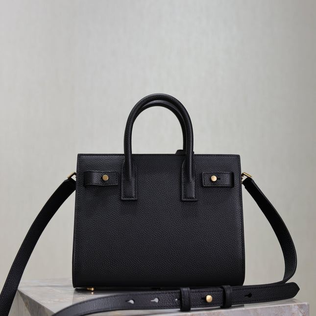 YSL 25S SAC DE JOUR 22 IN BLACK SUPPLE GRAINED CALFSKIN GOLD HARDWARE