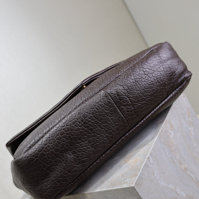 YSL 25S CALYPSO GM 38 IN DARK CHOCOLATE CALFSKIN GOLD HARDWARE