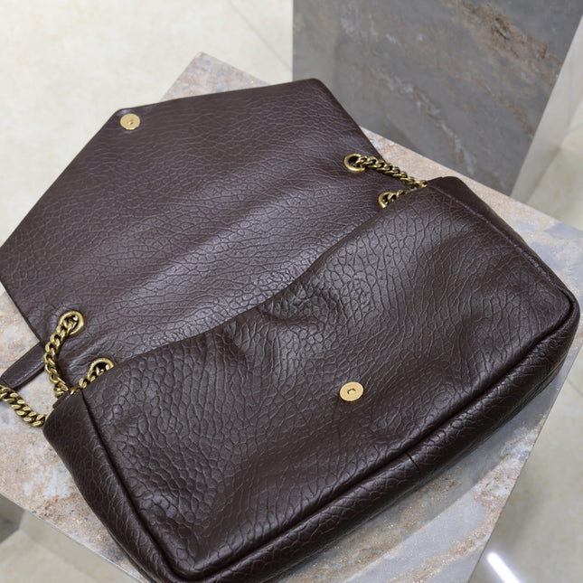 YSL 25S CALYPSO GM 38 IN DARK CHOCOLATE CALFSKIN GOLD HARDWARE