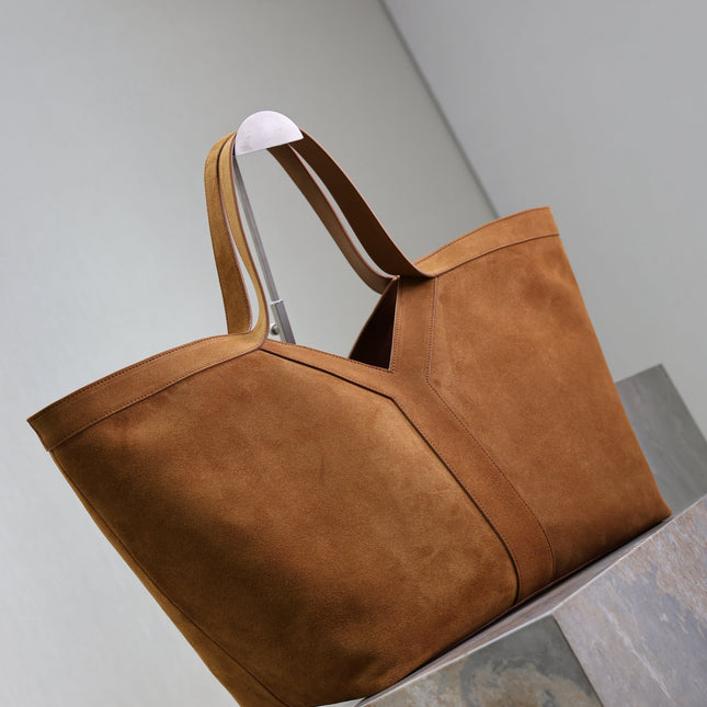 YSL 25S Y MAXI TOTE 50 IN CARAMEL SUEDE GOLD HARDWARE