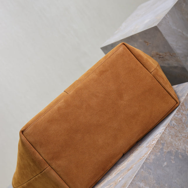 YSL 25S Y MAXI TOTE 50 IN CARAMEL SUEDE GOLD HARDWARE