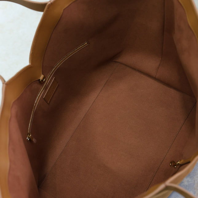 YSL 25S Y MAXI TOTE 50 IN CARAMEL SUEDE GOLD HARDWARE