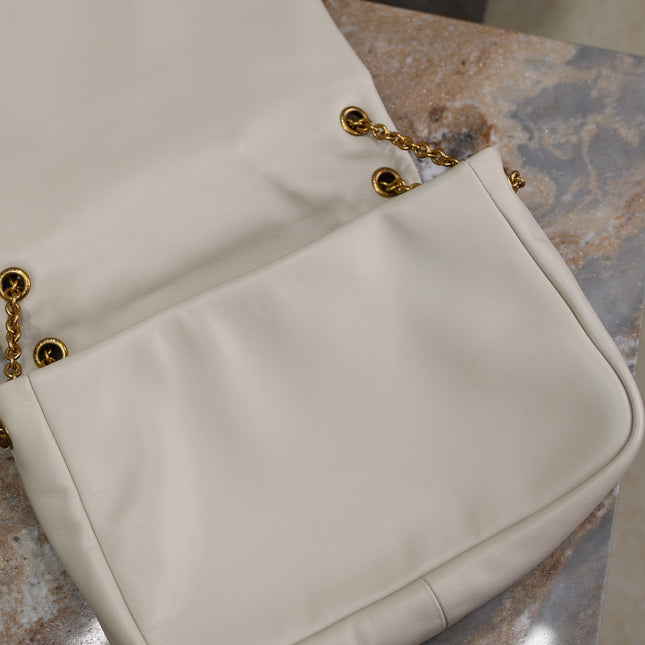 YSL 25S JAMIE 4.3 29 IN BLANC VINTAGE LAMBSKIN GOLD HARDWARE