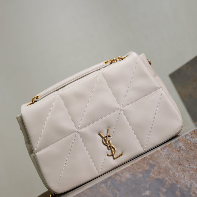 YSL 25S JAMIE 4.3 29 IN BLANC VINTAGE LAMBSKIN GOLD HARDWARE