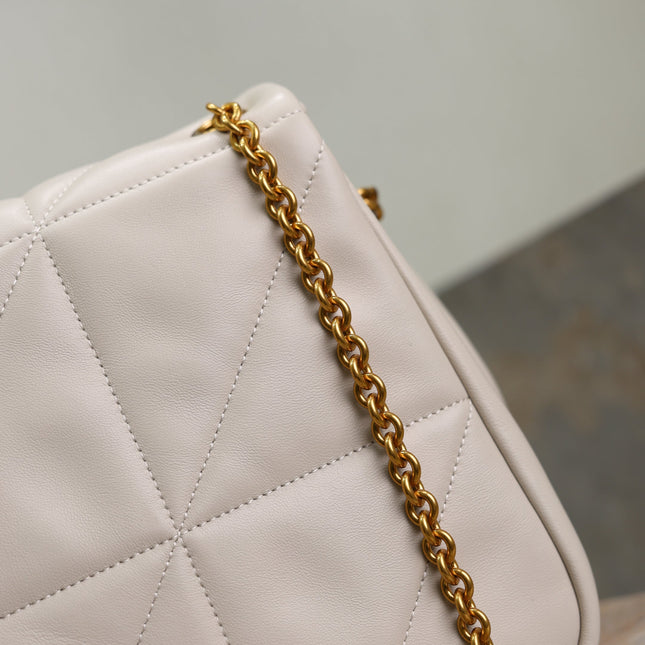 YSL 25S JAMIE 4.3 29 IN BLANC VINTAGE LAMBSKIN GOLD HARDWARE