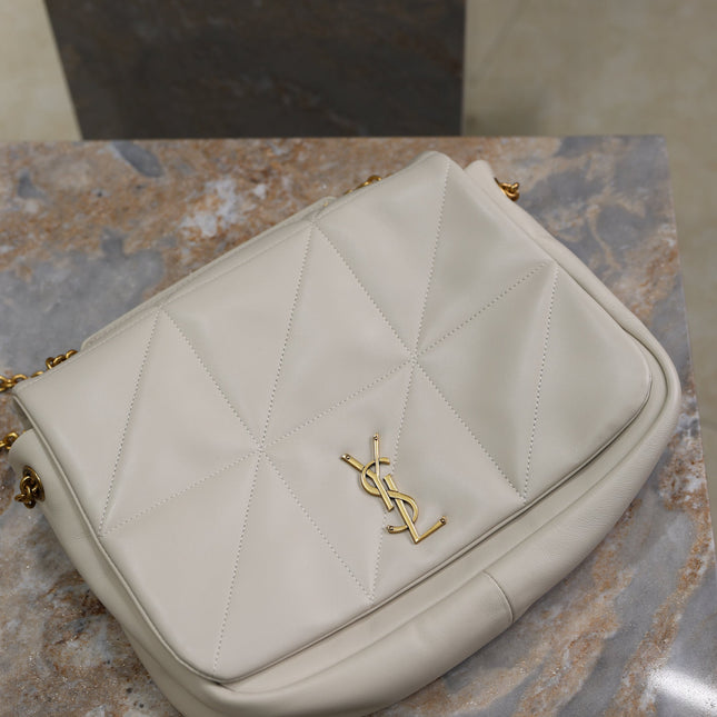 YSL 25S JAMIE 4.3 29 IN BLANC VINTAGE LAMBSKIN GOLD HARDWARE