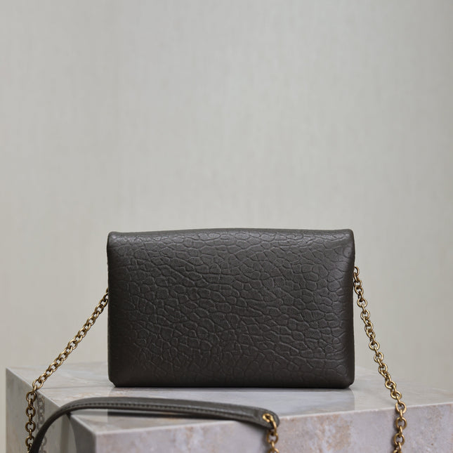 YSL 25S CALYPSO MINI 19 IN CHARCOAL GRAY LAMBSKIN GOLD HARDWARE