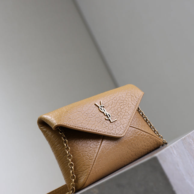 YSL 25S CALYPSO MINI 19 IN CARAMEL LAMBSKIN GOLD HARDWARE