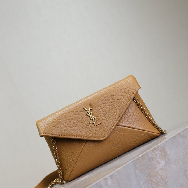 YSL 25S CALYPSO MINI 19 IN CARAMEL LAMBSKIN GOLD HARDWARE