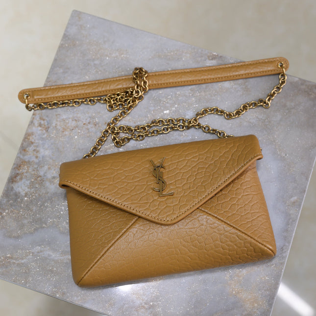 YSL 25S CALYPSO MINI 19 IN CARAMEL LAMBSKIN GOLD HARDWARE