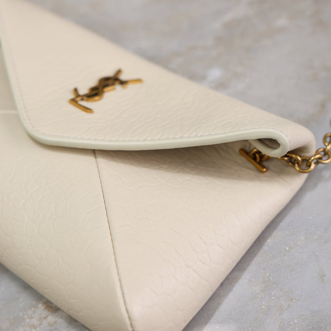 YSL 25S CALYPSO MINI 19 IN BLANC VINTAGE LAMBSKIN GOLD HARDWARE
