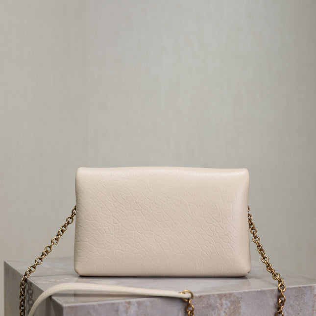 YSL 25S CALYPSO MINI 19 IN BLANC VINTAGE LAMBSKIN GOLD HARDWARE