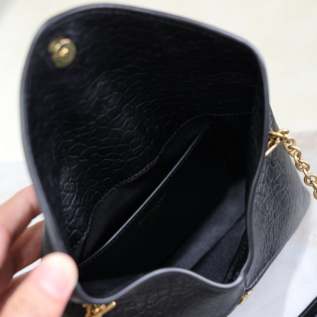 YSL 25S CALYPSO MINI 19 IN BLACK LAMBSKIN GOLD HARDWARE