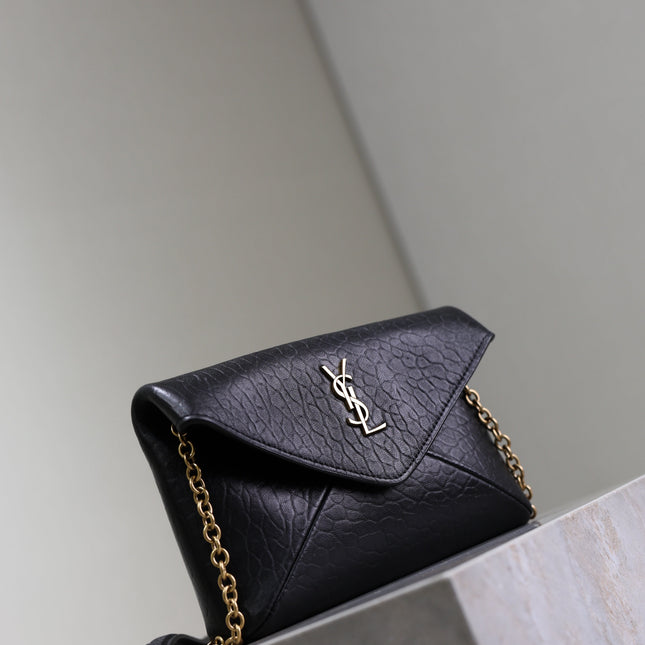 YSL 25S CALYPSO MINI 19 IN BLACK LAMBSKIN GOLD HARDWARE