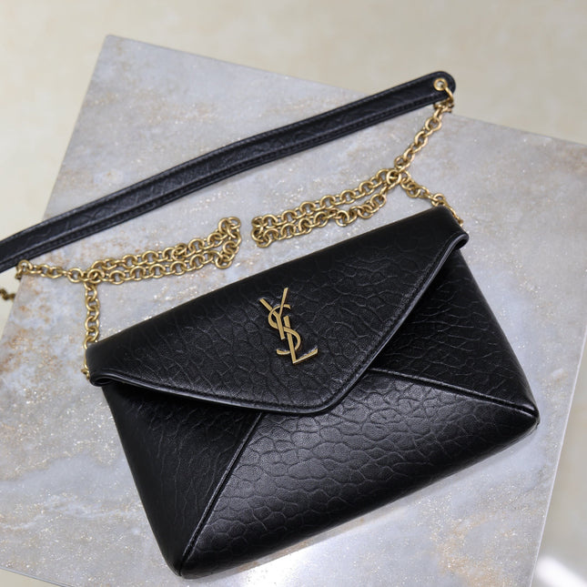 YSL 25S CALYPSO MINI 19 IN BLACK LAMBSKIN GOLD HARDWARE