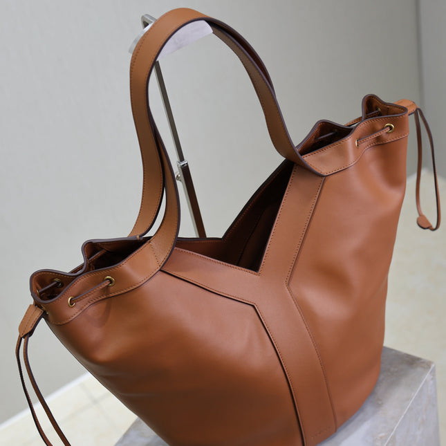 YSL 25S Y LARGE HOBO 50 IN CARAMEL CALFSKIN GOLD HARDWARE