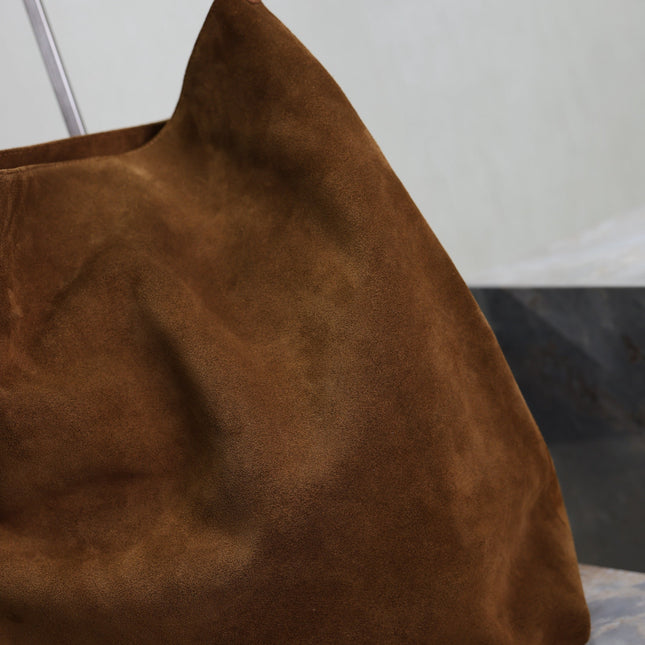 YSL 25S AMALIA 50 IN DARK CARAMEL SUEDE GOLD HARDWARE