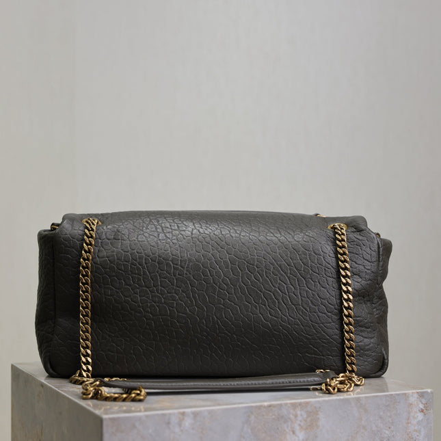 YSL 25S CALYPSO 30 IN DARK OLIVE GRAINED CALFSKIN GOLD HARDWARE