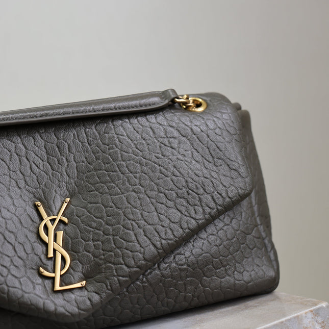 YSL 25S CALYPSO 30 IN DARK OLIVE GRAINED CALFSKIN GOLD HARDWARE