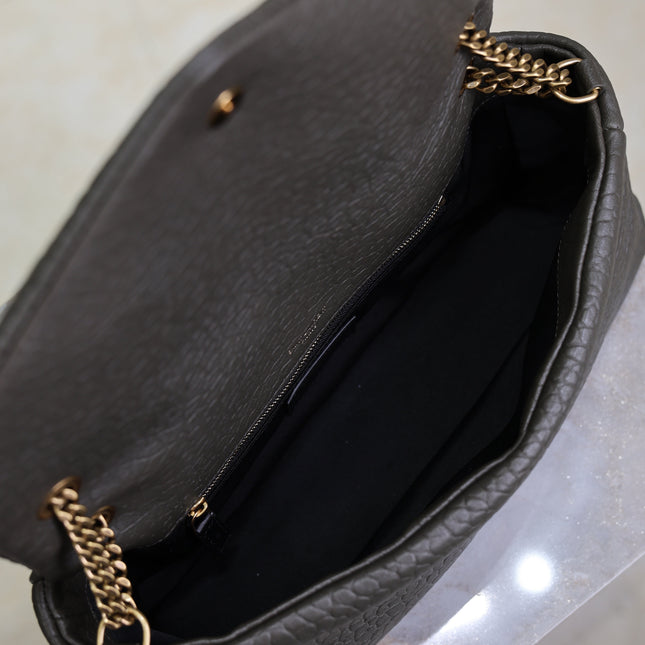 YSL 25S CALYPSO 30 IN DARK OLIVE GRAINED CALFSKIN GOLD HARDWARE
