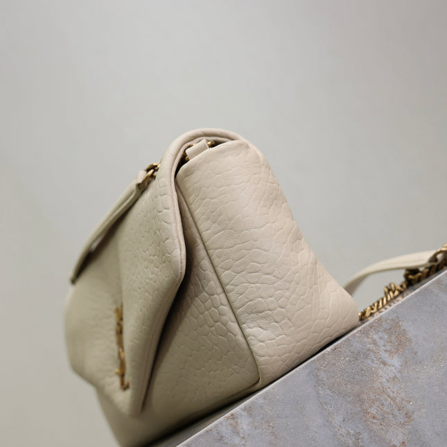 YSL 25S CALYPSO 30 IN IVORY GRAINED CALFSKIN GOLD HARDWARE