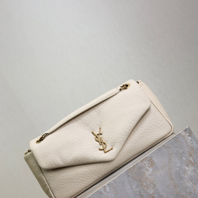 YSL 25S CALYPSO 30 IN IVORY GRAINED CALFSKIN GOLD HARDWARE