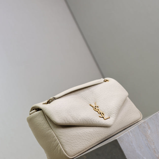 YSL 25S CALYPSO 30 IN IVORY GRAINED CALFSKIN GOLD HARDWARE