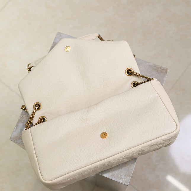 YSL 25S CALYPSO 30 IN IVORY GRAINED CALFSKIN GOLD HARDWARE