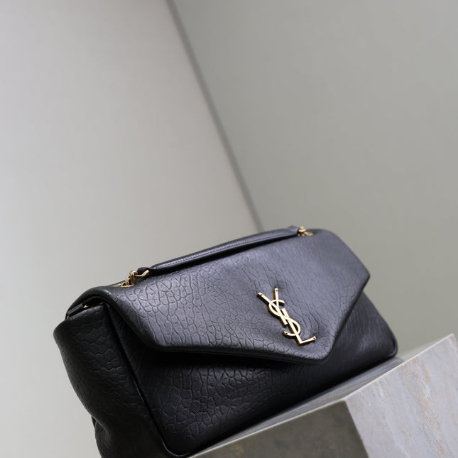 YSL 25S CALYPSO 30 IN BLACK GRAINED CALFSKIN GOLD HARDWARE