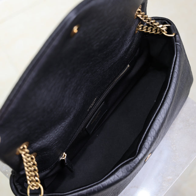 YSL 25S CALYPSO 30 IN BLACK GRAINED CALFSKIN GOLD HARDWARE