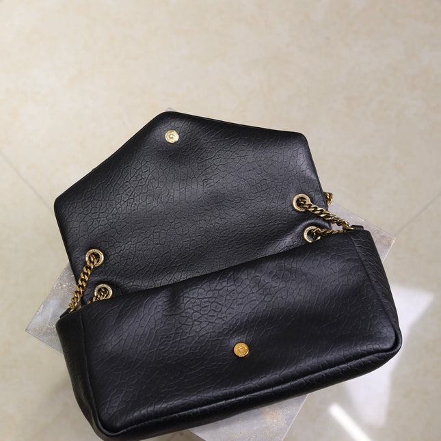 YSL 25S CALYPSO 30 IN BLACK GRAINED CALFSKIN GOLD HARDWARE