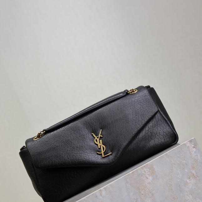 YSL 25S CALYPSO 30 IN BLACK GRAINED CALFSKIN GOLD HARDWARE