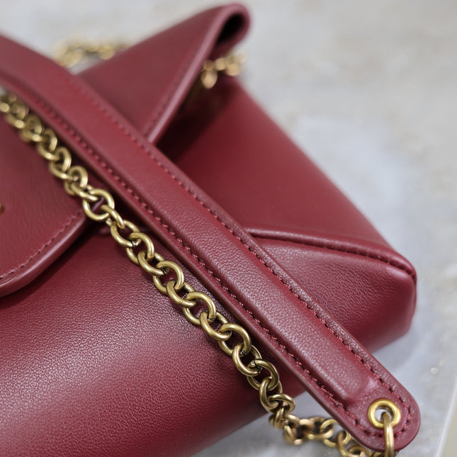 YSL 25S CALYPSO MINI 19 IN BURGUNDY CALFSKIN GOLD HARDWARE