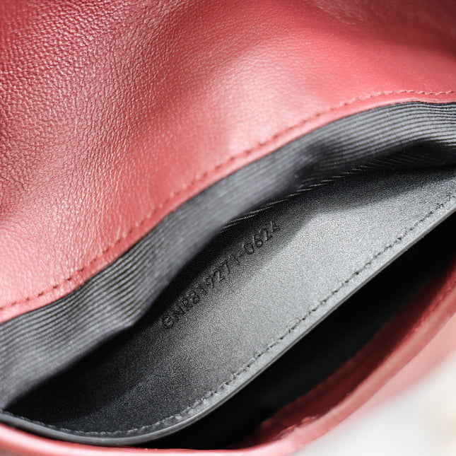 YSL 25S CALYPSO MINI 19 IN BURGUNDY CALFSKIN GOLD HARDWARE