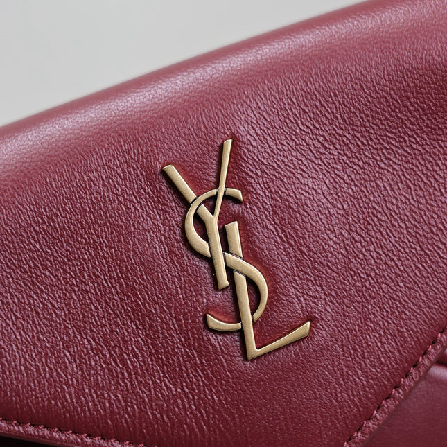 YSL 25S CALYPSO MINI 19 IN BURGUNDY CALFSKIN GOLD HARDWARE
